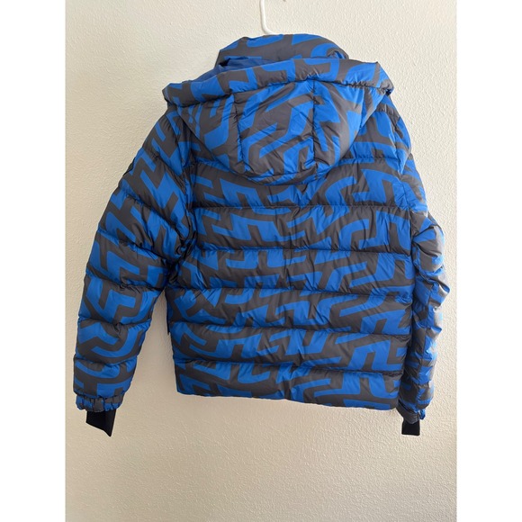 J.Lindeberg Sphere Down Jacket Print Blue Bridge Swirl Puffer Mens L - Picture 9 of 16